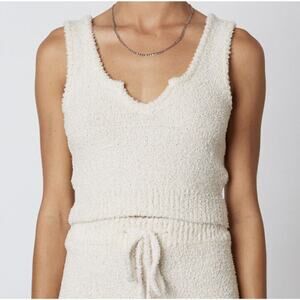 NIA Beige Cropped Knit Tank Top Size Medium